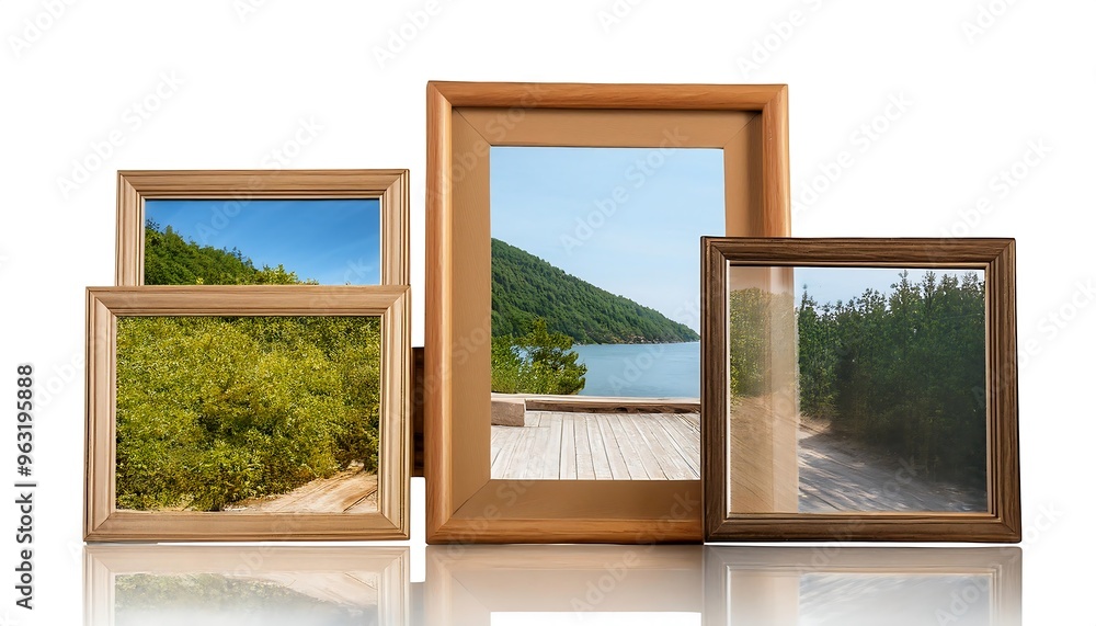 Poster full depth of field in clipping path for digital picture frames - picture frames isolated wi