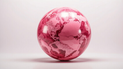 Pink Planet Isolated on White Background