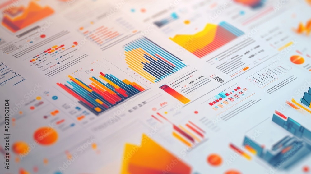 Poster High-resolution close-up of a complex infographic with charts, icons, and data visualizations, emphasizing clarity and design for business presentations.