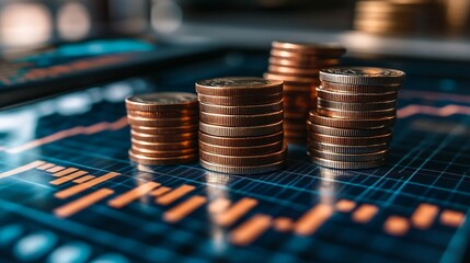 Investment Trade concept Investing in wealth stocks purchase chart Stock market sales Business data analysis of digital growth Concept of the growing power of compound interest success : Generative AI