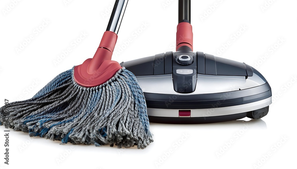 Poster full depth of field in clipping path for electric mops - mops isolated with sharp focus.