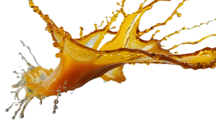 orange juice splash isolated on transparent Background 