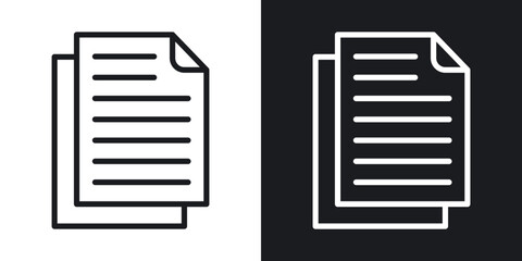 Documents line icons in black and white