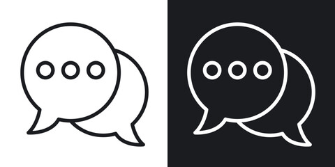 Live chat line icons in black and white