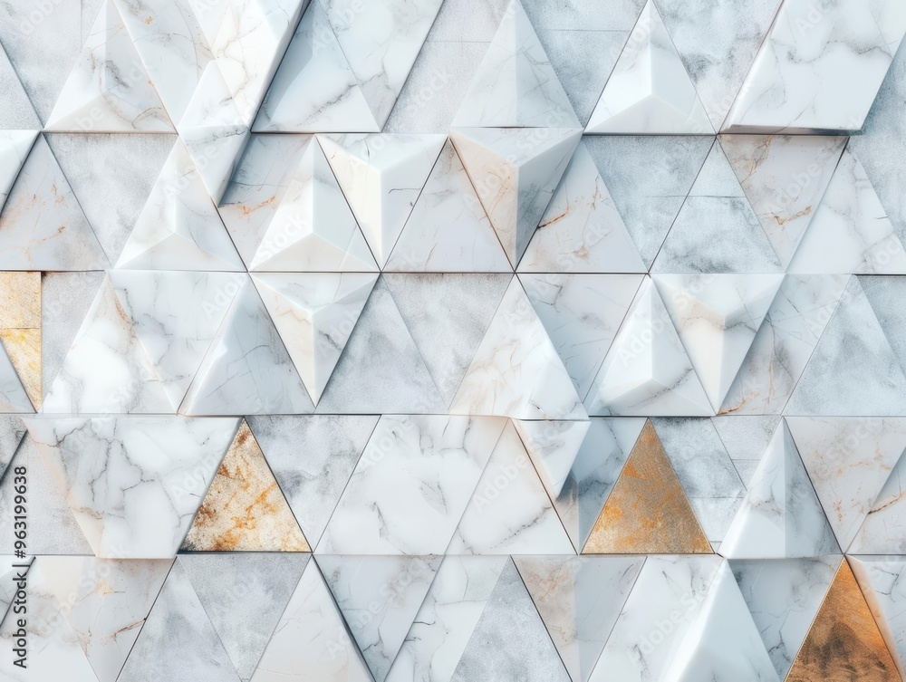 Poster elegant geometric marble wall with textured triangular patterns in soft hues, ideal for modern inter