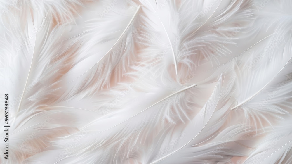 Poster elegant white feathers create a soft and delicate background, perfect for artistic and creative proj