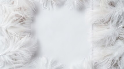 Fototapeta premium Elegant white feathers frame a blank space, ideal for crafting sophisticated designs or adding a touch of luxury to projects.