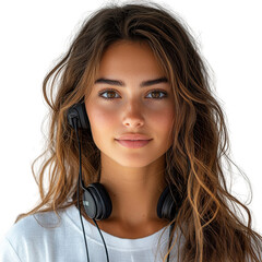 Call Center Agent woman isolated on a transparent background png file no background - pretty female model portrait png file