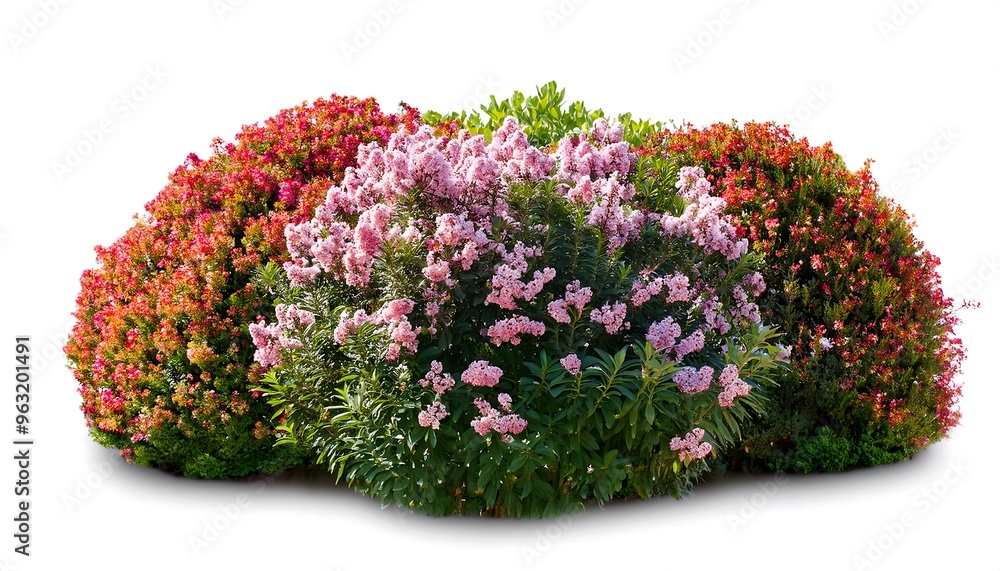 Poster full depth of field in clipping path for flowering shrubs - shrubs with blooms isolated with