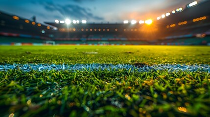 large, empty stadium illuminated by bright lights