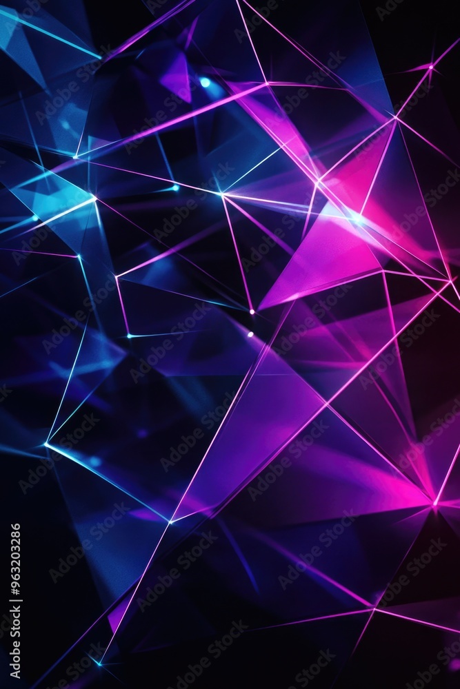 Poster a colorful abstract image with purple and blue lines. the image is a representation of a futuristic 