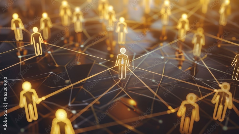 Aufkleber a group of people are connected to each other in a web of lines. the person in the middle is the onl