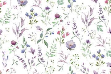 Watercolor floral background. Hand drawn  illustration isolated on white background. © Alla