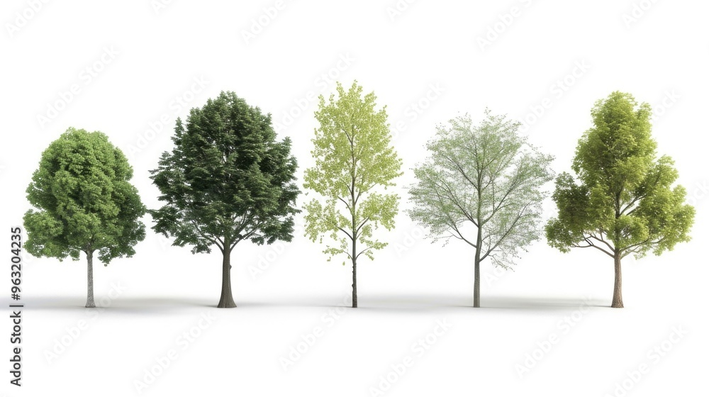 Aufkleber a row of trees with different shades of green. the trees are lined up next to each other, creating a