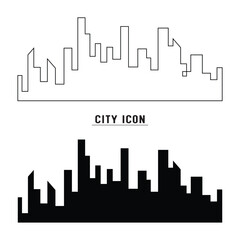Obraz premium City silhouette land scape. City landscape. Downtown landscape with high skyscrapers. Panorama architecture Goverment buildings illustration in eps 10.