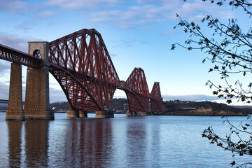 Forth Bridge Over the Calm Waters of the Firth of Forth, Scotland