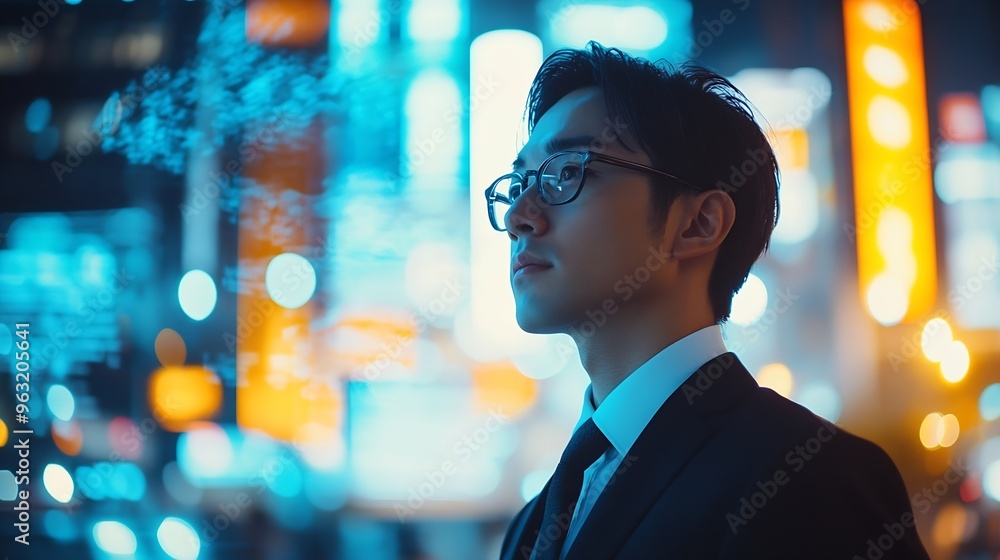 Aufkleber Businessmen use the intelligence of AI Search for data information to growth business and add new customers on the global network Data exchange CRM Customer service Teamwork HR recruit : Generative AI