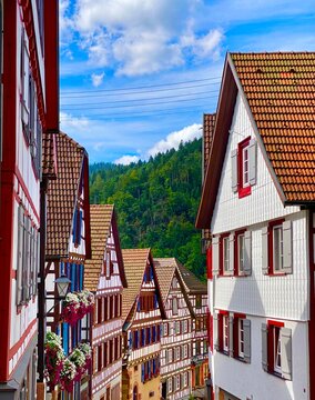 Colorful traditional German houses in Schiltach in the Black Forest