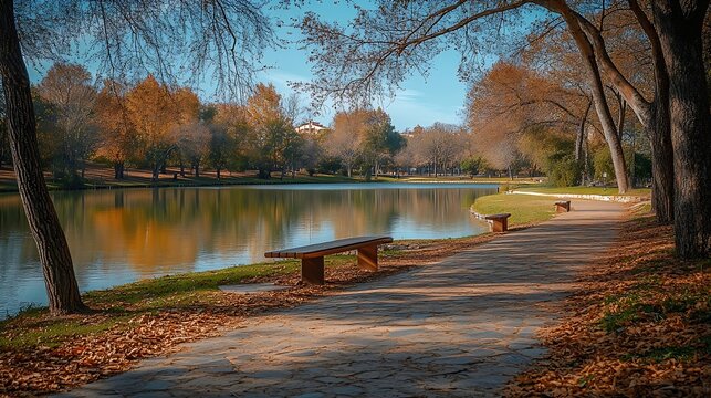 Monrepos Park recreation in the park promenade by the lake natural landscape tourist recreation in the reserve : Generative AI