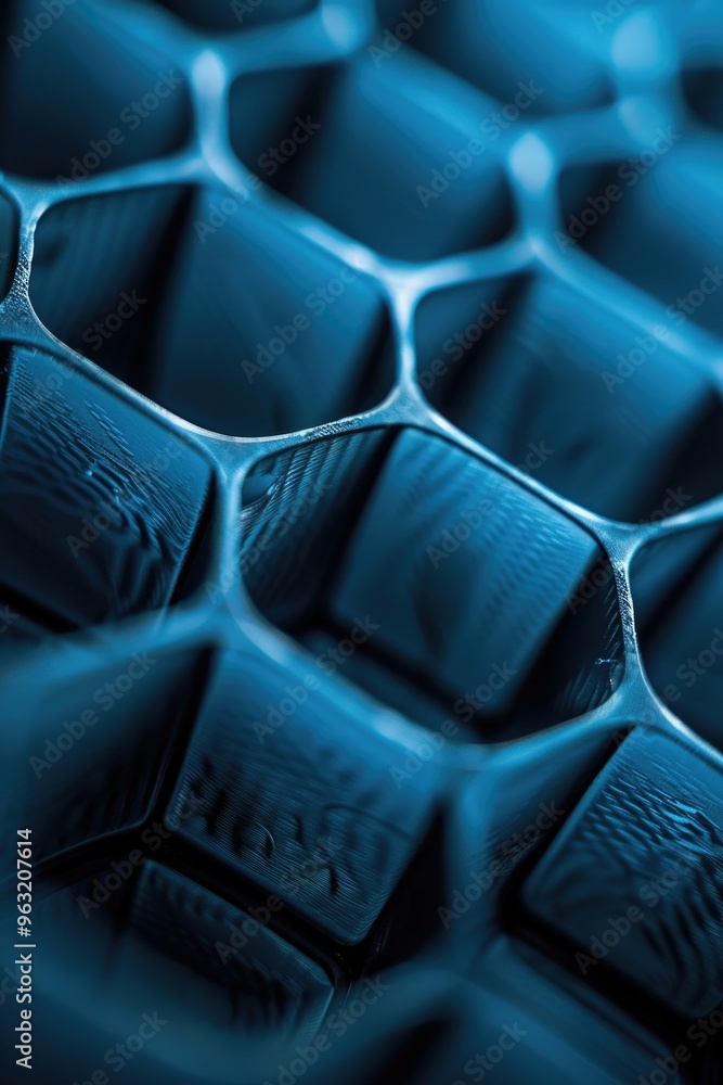 Aufkleber the image is a close up of a blue object with a grid pattern. the blue color and the grid pattern gi