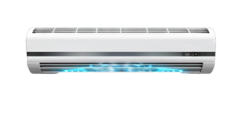 Air conditioner unit, blowing cool air for climate control, isolated on transparent background PNG