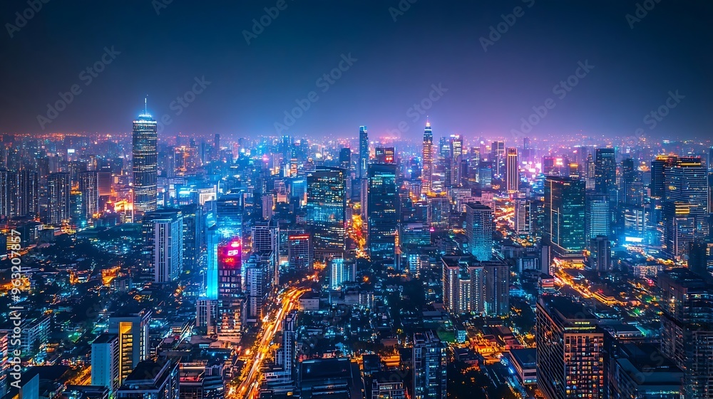 Aufkleber banner smart city dot point connect with gradient line connection technology metaverse concept bangk