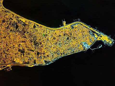 Technical aerial visual, 3D LiDAR GIS aerial map satellite scan model isolated, showing Recife, Brazil . Elevation, topography, render