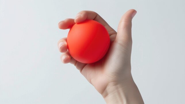 A hand holding a red ball