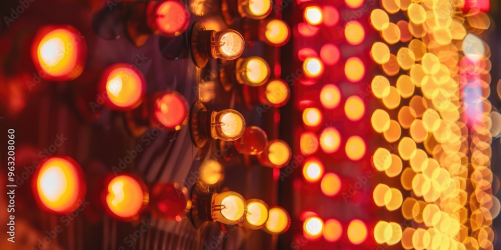 Aufkleber a series of lights are lit up in a red and yellow color scheme. the lights are arranged in a way tha