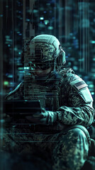 Cyber warfare technology graphic illustration