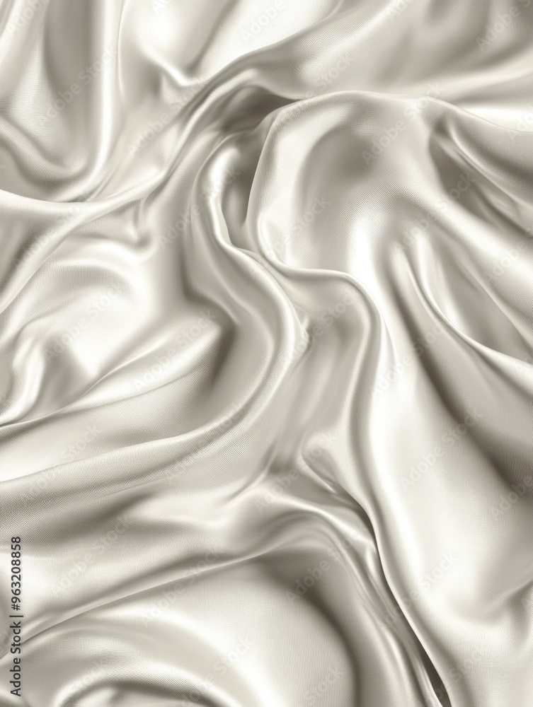 Poster a white fabric with a pattern that looks like a wave. the fabric is smooth and shiny, and it gives o