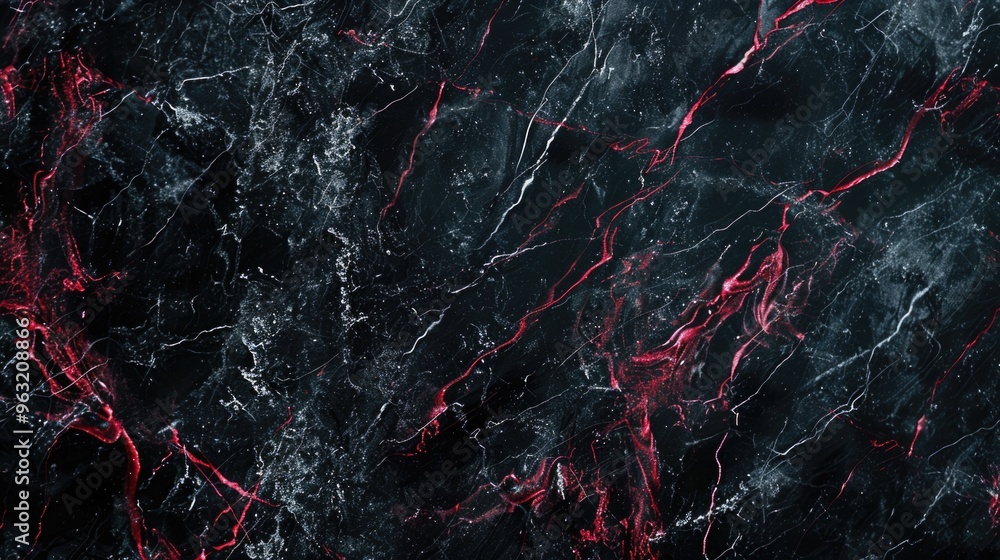 Poster a black and red marble floor with red streaks. the floor is made of marble and has a shiny, polished