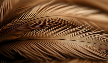 Close up of an brown feather background texture illustration. AI Generated
