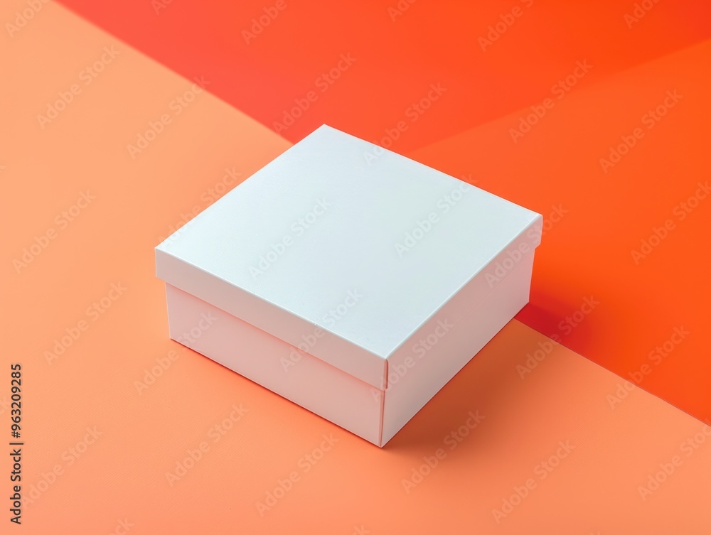 Aufkleber a white box sits on a red background. the box is empty and has a clean, minimalist design. the red b