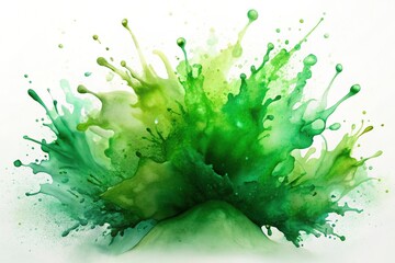 watercolor, fresh,abstract, background, vibrant, creative, liquid, close-up, vibrant, splash, paint, color, art, Green watercolor abstract splash isolated in extreme close up