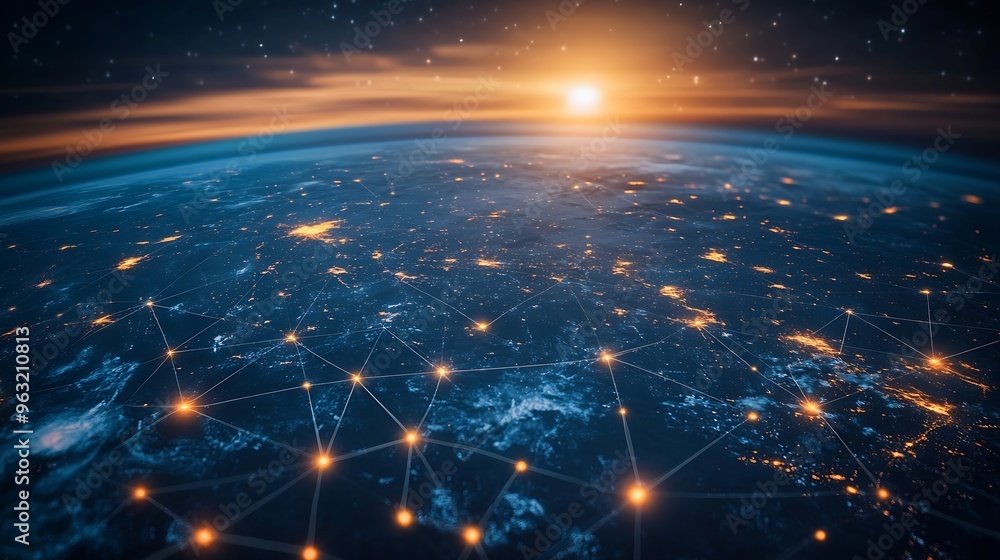 Leinwandbilder Global connection and the internet network alteration in smart city  Concept of future wireless digital connecting and social media networking : Generative AI