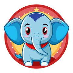 Obraz premium Cartoon Elephant Wearing a Red Scarf in a Circus-Themed Circle