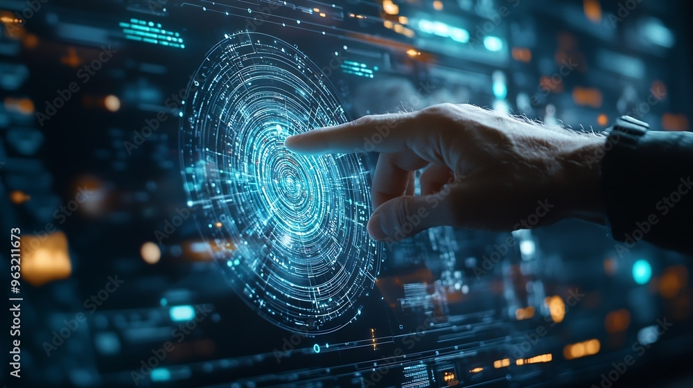 Fototapete Digital transformation internet network technology big data futuristic technology background man using computer with global network connection data link and exchange on virtual screen : Generative AI
