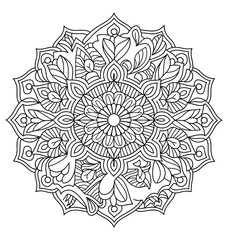 Black and White Outline Coloring Page of Mandala. Mandalas Circular Pattern With Intricate Details Outline Vector