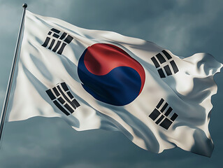 waving colorful national flag of South Korea
