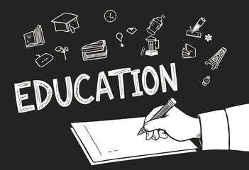Naklejka premium business hand drawing graphic design EDUCATION word as concept 