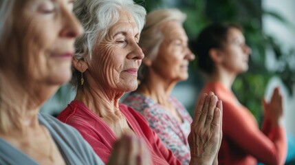 Elderly women participating in a Pilates class, showcasing health and wellness.