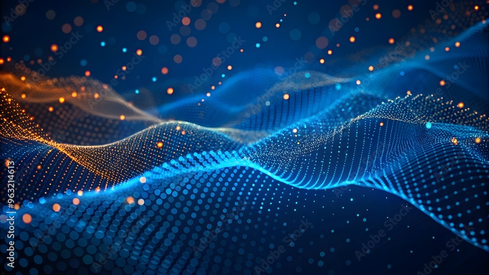Aufkleber an abstract wave shape on a low-polygonal triangular background for cyberspace, big data, metaverse,