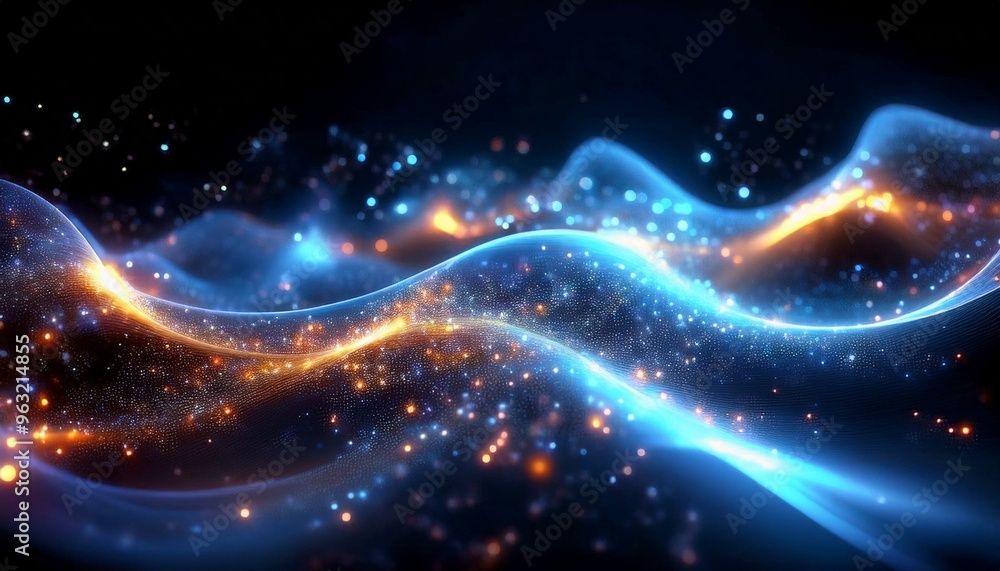 Aufkleber an abstract wave shape on a low-polygonal triangular background for cyberspace, big data, metaverse,