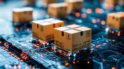 Digital processing of packages on a virtual interface representing online delivery systems on a Cyber Monday