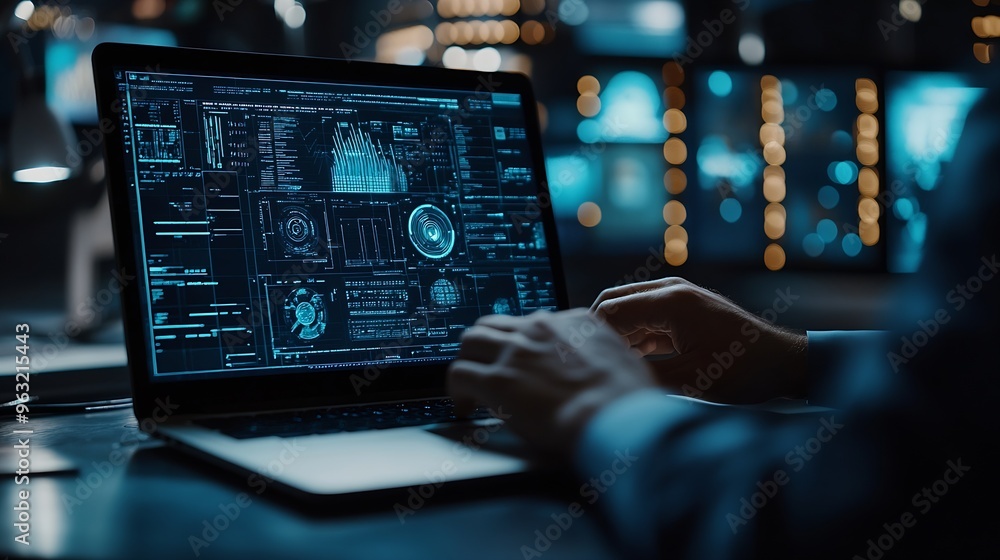 Fototapete Data science digital technology concept Computer science engineer programming on laptop at office data exchange system control and data management with Ai Business and Artificial intel : Generative AI