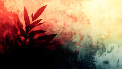 Fototapeta premium A light, abstract silhouette of an object, like a leaf or mountain, blended into the background color.