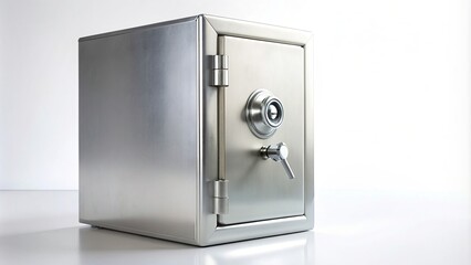 white background, macro, belongings, valuable, office, security, financial, durable, deposit, safeguard, metal, vault, combination, Aluminum safe box isolated on a white background