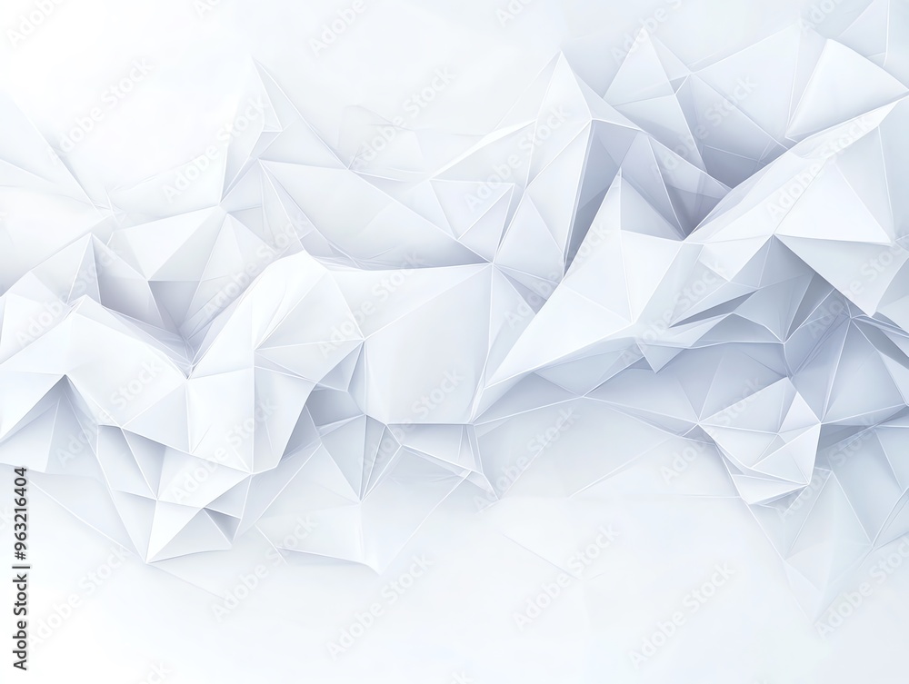 Poster abstract white geometric background with 3d polygonal texture.
