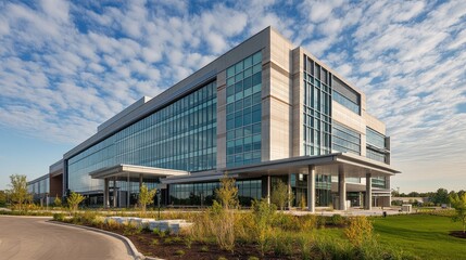 Obraz premium A state-of-the-art hospital building with a modern exterior, representing healthcare advancements.